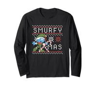 The Smurfs Smurfy Xmas Ugly Sweater Design Manche Longue