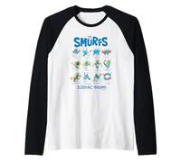 The Smurfs Zodiac Signs Cute Retro Cartoon Manche Raglan