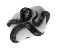 The Snake Case Étui décoratif compatible avec les AirPods 4e génération, coque en résine phosphorescente, sculpture détaillée et créative, la tête de serpent 3D s'illumine lors de la charge (noir