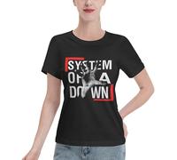 The SOAD Down Music Rock Band System T-Shirt Femme 100% Coton - Tee-Shirt Metal Alternatif - Manches Courtes Fan Rock - Cadeau Musique Années 2000 Medium
