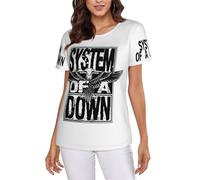 The SOAD Down Music Rock Band System T-Shirt Femme, Motif Groupe, Doux, Vintage, Manches Courtes, Coupe Slim, décontracté, pour Concert, Noir Small