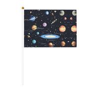 The Solar Family Lot de 10 drapeaux à main imprimés 14 x 20,8 cm