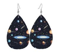 The Solar Family Paire de boucles d'oreilles pendantes en cuir synthétique pour femme