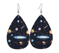 The Solar Family Print Pendants d'oreilles pour femme - Bijoux légers en forme de larme, accessoire de fête, créoles tendance