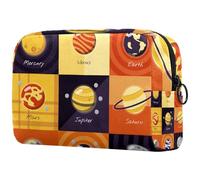 The Solar System Planets Trousse à cosmétiques pour femme, trousse de toilette de voyage, grande pochette de maquillage pratique avec fermeture éclair, multicolore, 18.5x7.5x13cm/7.3x3x5.1in, Trousse
