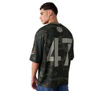 The Souled Store Liberté : division tactique hommes et garçons manches courtes col en V vert graphique imprimé pois tricot polyester surdimensionnés maillots, Division tactique, XL