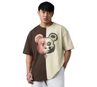 The Souled Store Ted The Stoner : T-shirt décontracté surdimensionné à manches courtes et col rond en coton épais pour hommes et garçons, Divisé, 48