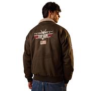 The Souled Store Top Gun : Maverick Hommes et Garçons Manches Longues Col Col Bouton Devant Brodé Marron Polyester Vestes Surdimensionnées, marron, M