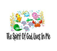 The Spirit of God Lives in Me Créatures marines crabe pieuvre poisson hippocampe palourde crustacés oursin varech reine Sweet Dreams coucher Licorne Décoration de vacances Autocollant mural - Taille