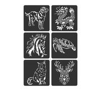 (The Spirit of Nature)6 Pcs Zoo Theme Stencils Template Drawing Stencils Hollow Out Painting Stencils Animal Stencils for Art Projects Multicolor