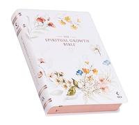 The Spiritual Growth Bible, Study Bible, NLT - New Living Translation Holy Bible, Faux Leather, White Printed Floral