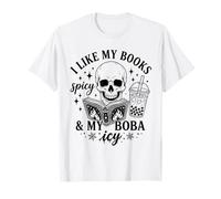 Thé Squelette Boba J'aime Mes Livres épicés et Mon Boba glacé T-Shirt