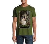 The Star Tarot Card Art Logo Crew Neck Cotton Men's T-Shirt Hunter Green, vert chasse, L
