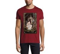 The Star Tarot Card Art Logo Crew Neck Cotton T-Shirt Homme Bordeaux, bordeaux, XL