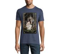 The Star Tarot Card Art Logo Crew Neck Cotton T-Shirt Homme Denim, denim, L