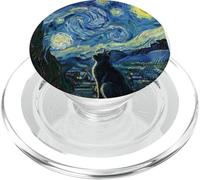 The Starry Night Cat - Art Parodie inspiré de Van Gogh avec Chat PopSockets PopGrip pour MagSafe