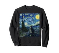 The Starry Night Cat - Art Parodie inspiré de Van Gogh avec Chat Sweatshirt