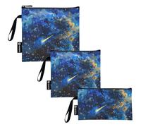 The Starry Sky A Shooting Star Passing by 3 Pcs Sacs à goûter réutilisables multi-usage Sac alimentaire d'urgence pour enfants, étudiants, adultes