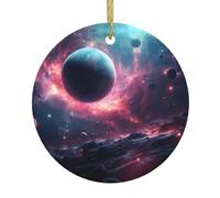 The stars are falling. Patterns Pendentif rond en céramique - Décoration de fête à suspendre pour sapin de Noël et cheminée