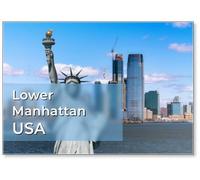 The Statue of Liberty Over The Scene of New York Cityscape River Side Which Location is Lower Manhattan, architecture and Building with Tourist, Design 2, Aimant de réfrigérateur