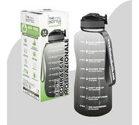 THE STEEL BOTTLE - Gourde de motivation 2,2 litres avec paille et créneaux horaires - BPA et Phthalate Free - Bouteille hermétique - Idéal pour le sport, le camping de gym (Black & White)