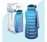 THE STEEL BOTTLE - Gourde de motivation 2,2 litres avec paille et créneaux horaires - BPA et Phthalate Free - Bouteille hermétique - Idéal pour le sport, le camping de gym (Blue & Aquamarine)
