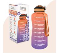 THE STEEL BOTTLE - Gourde de sport de motivation 2,2 litres avec niveaux et indicateur de temps, paille et créneaux horaires - BPA et Phthalate Free - fermeture hermétique (Purple & Peach)
