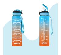 THE STEEL BOTTLE - Gourde de sport de sport de motivation 1 litre avec niveaux et indicateur de temps, paille et créneaux horaires - BPA et Phthalate Free - fermeture hermétique (Orange & Blue)