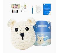 The Stitch Man Kit de Crochet Débutant Amigurumi - Avec Vidéos Pas à Pas - Tout Inclus : Pelote, Crochet Ergonomique et Rembourrage - Gaston l'Ours blanc