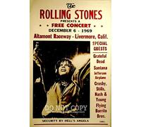 The Stones Altamont Poster de concert 28 x 43 cm - Festival de musique légendaire 1969 - Avec les plus incroyables actes rock de l'époque - Impression artistique rare merveilleuse