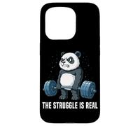 The Struggle is Real Panda Fitness Haltérophilie Deadlifting Coque pour iPhone 15 Pro