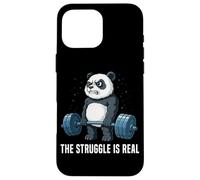 The Struggle is Real Panda Fitness Haltérophilie Deadlifting Coque pour iPhone 16 Pro Max