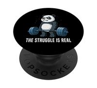 The Struggle is Real Panda Fitness Haltérophilie Deadlifting PopSockets PopGrip Adhésif