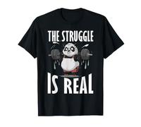 The Struggle is Real Panda Haltérophilie Design T-Shirt