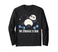 The Struggle is Real Panda Workout Humor Manche Longue