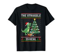 The Struggle is Real t Rex Pull Moche, Dinosaure Sapin de Noël T-Shirt