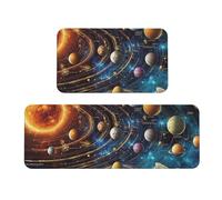 The Sun And Other Planets Lot de 2 tapis de cuisine antidérapants en bois pour la maison et le bureau