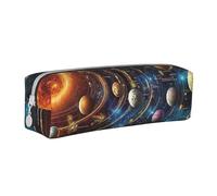 The Sun and Other Planets Trousse à crayons cylindrique portable avec fermeture éclair en cuir, blanc, Taille unique, Sac à dos d'école