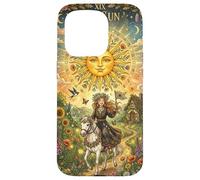 The Sun Tarot Card Celestial Maiden Horse Coque pour iPhone 15 Pro
