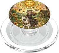The Sun Tarot Card Celestial Maiden Horse PopSockets PopGrip pour MagSafe
