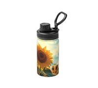 The Sunflower is Bathed in Sunlight Bouteille d'eau isotherme de 355 ml avec motif imprimé complet, étanche, en acier inoxydable et durable pour l'extérieur