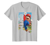 The Super Mario Bros. Movie It’s-a Me Mario Poster T-Shirt, Enfant, Argent, 8 Ans