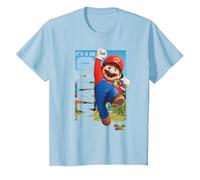 The Super Mario Bros. Movie It’s-a Me Mario Poster T-Shirt, Enfant, Bleu Céleste, 4 Ans