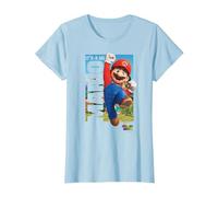 The Super Mario Bros. Movie It’s-a Me Mario Poster T-Shirt, Femme, Bleu Céleste, M