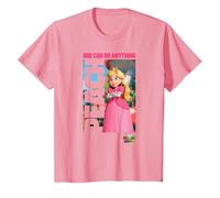 The Super Mario Bros. Movie She Can Do Anything Peach Poster T-Shirt, Enfant, Rose, 10 Ans