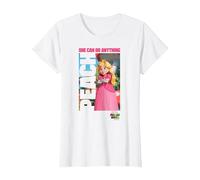 The Super Mario Bros. Movie She Can Do Anything Peach Poster T-Shirt, Femme, Blanc, S