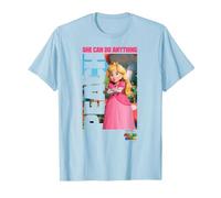 The Super Mario Bros. Movie She Can Do Anything Peach Poster T-Shirt, Homme, Bleu Céleste, L