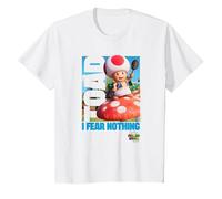 The Super Mario Bros. Movie Toad I Fear Nothing Poster T-Shirt, Enfant, Blanc, 2 Ans