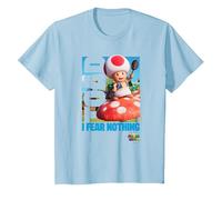 The Super Mario Bros. Movie Toad I Fear Nothing Poster T-Shirt, Enfant, Bleu Céleste, 10 Ans