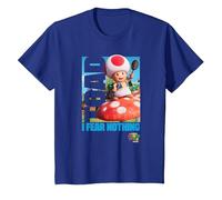 The Super Mario Bros. Movie Toad I Fear Nothing Poster T-Shirt, Enfant, Bleu Royal, 10 Ans